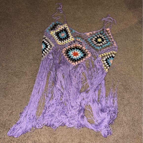 Crochet beach coverup lavender - Picture 2 of 3